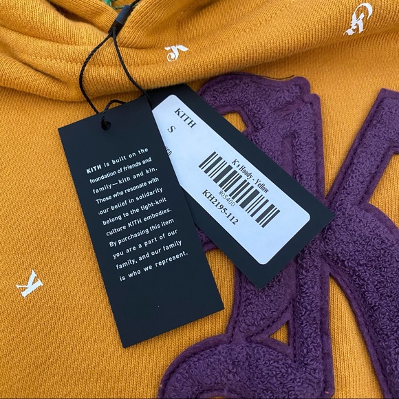 Kith K’s StockX authentic 100% cotton yellow mustard pullover hoodie for men - Picture 9 of 16